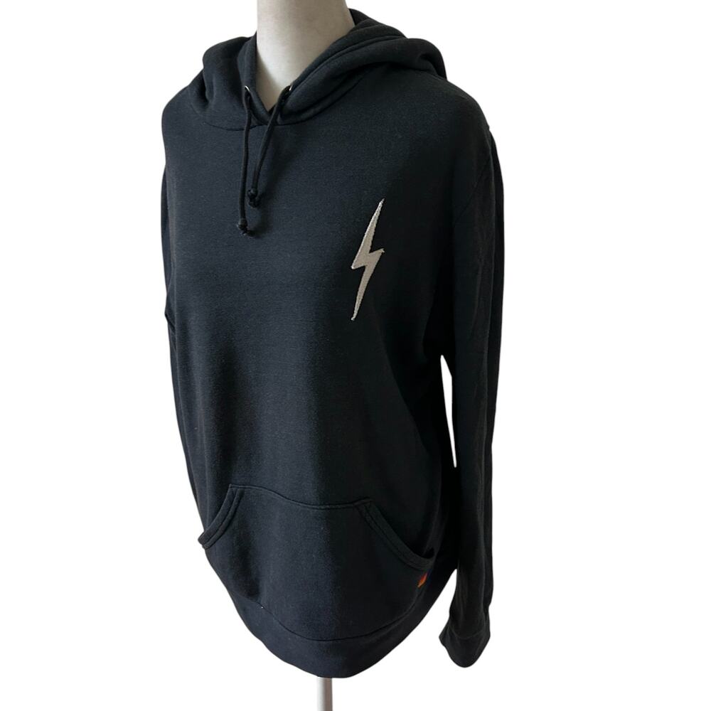 Aviator Nation Navy Blue Lightning Bolt Hoodie Sweatshirt Womens Size Large